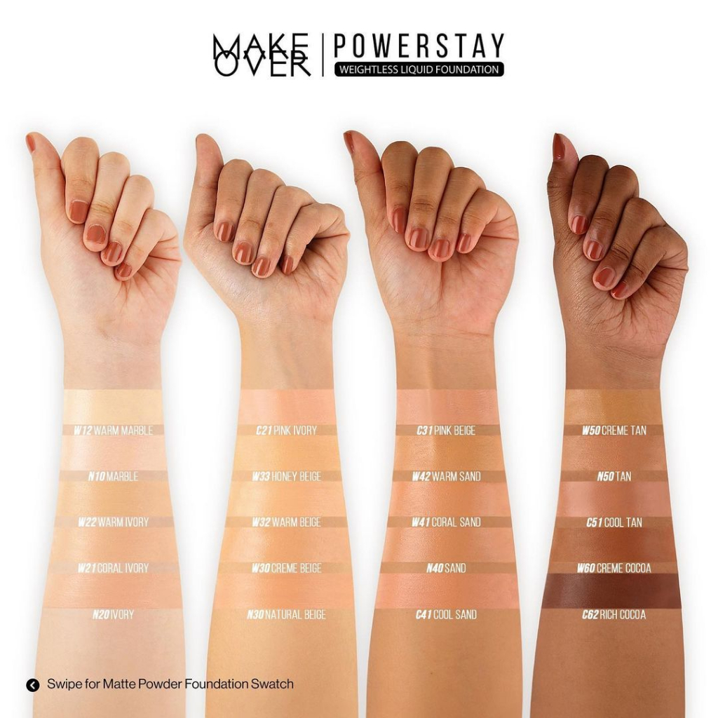 MAKE OVER POWERSTAY 24H Weightless Liquid Foundation - High coverage flawless ringan poreless oil control makeup tahan lama 24 jam BEST SELLER
