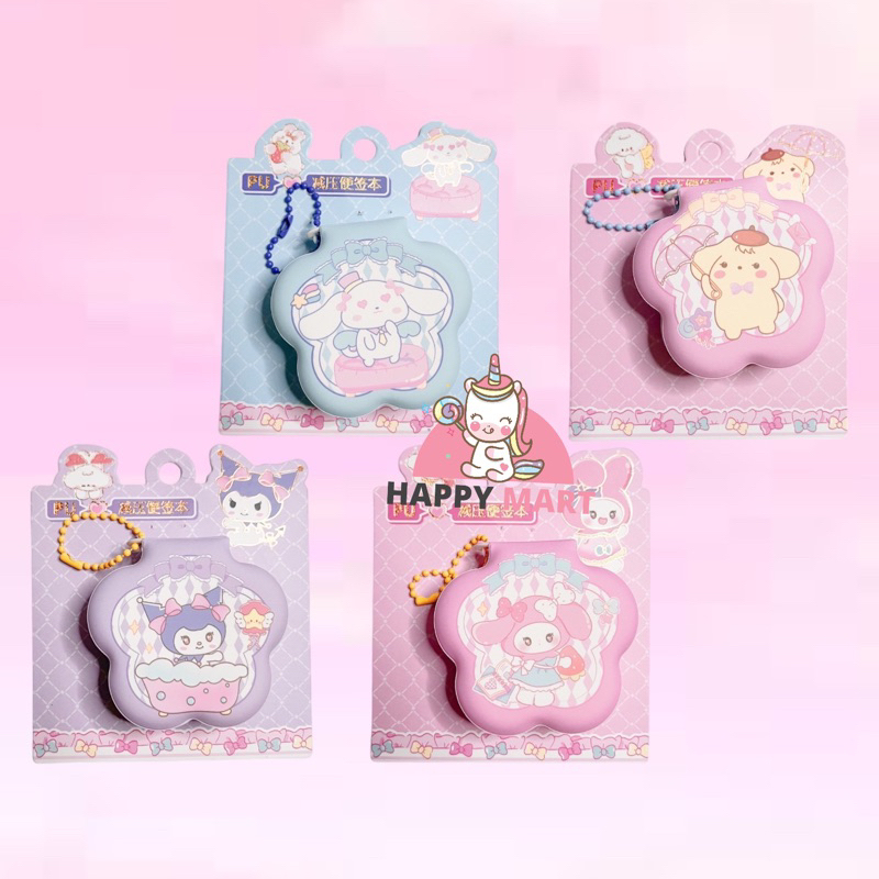 

notes bubble flower shape motif sanrio kuromi / melody / cinnamorol / pompompurin