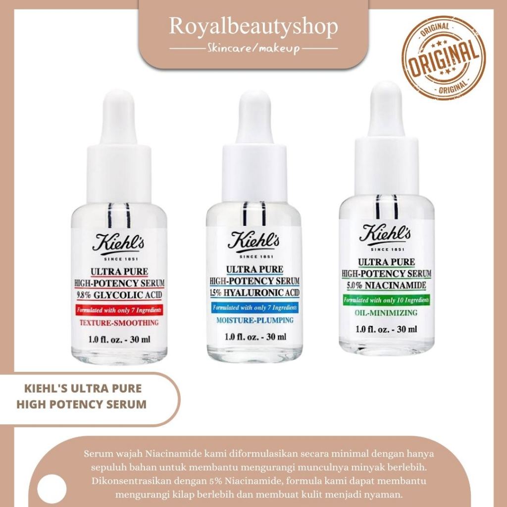 K*IEHLS ULTRA PURE HIGH POTENCY SERUM / GLYCOLID ACID / HYALURONIC ACID / NIACINAMIDE 30 ML