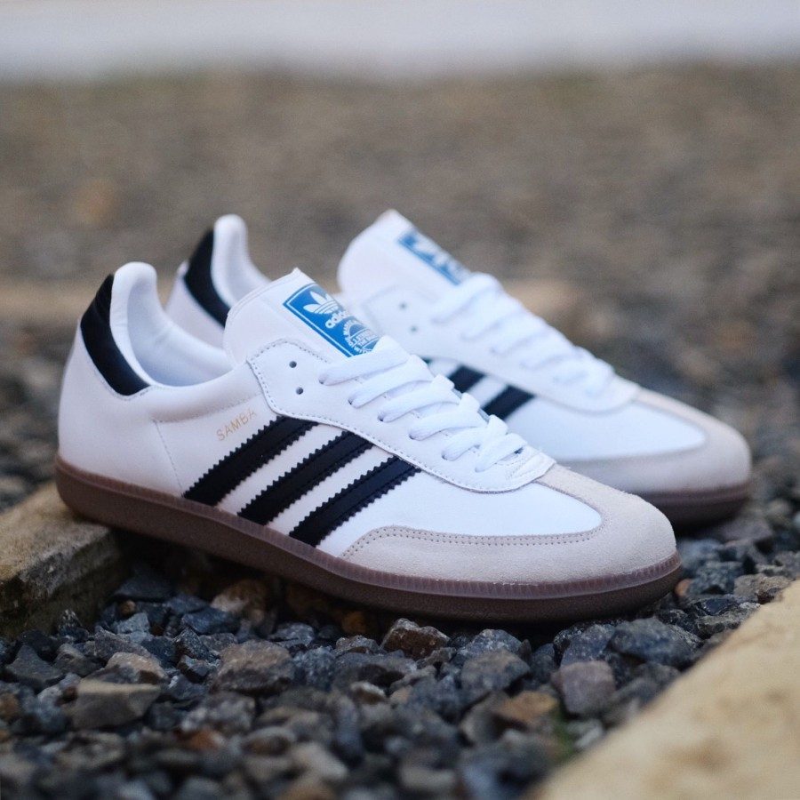 Sepatu Adidas Samba OG Classic Leather Kulit Black White Hitam Sole Gum