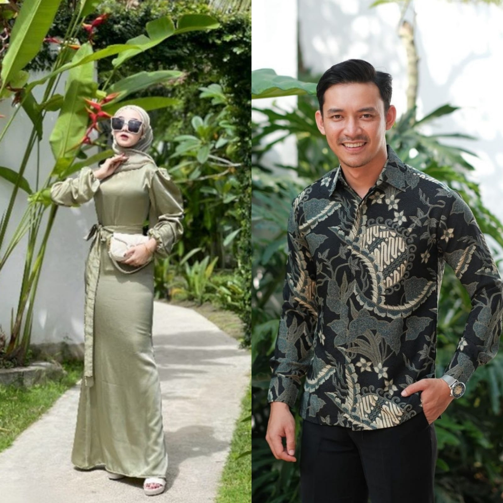 AMYLA Couple Lyodra Dress Kondangan Satin Polos Lengan Balon Baju Lebaran Gamis Bridesmaid Terbaru