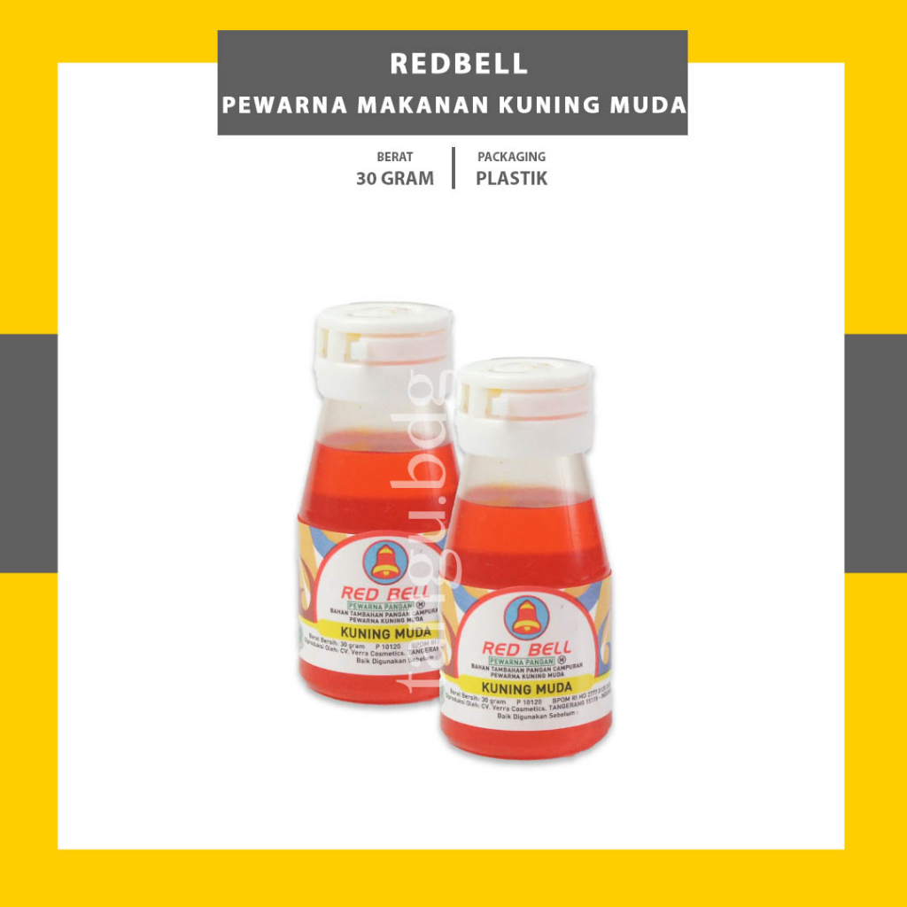 KUNING PEWARNA MAKANAN RED BELL 30ML - KUNING TUA REDBELL PEWARNA MAKANAN KUNING MUDA CAIR MINUMAN - FOOD COLORING