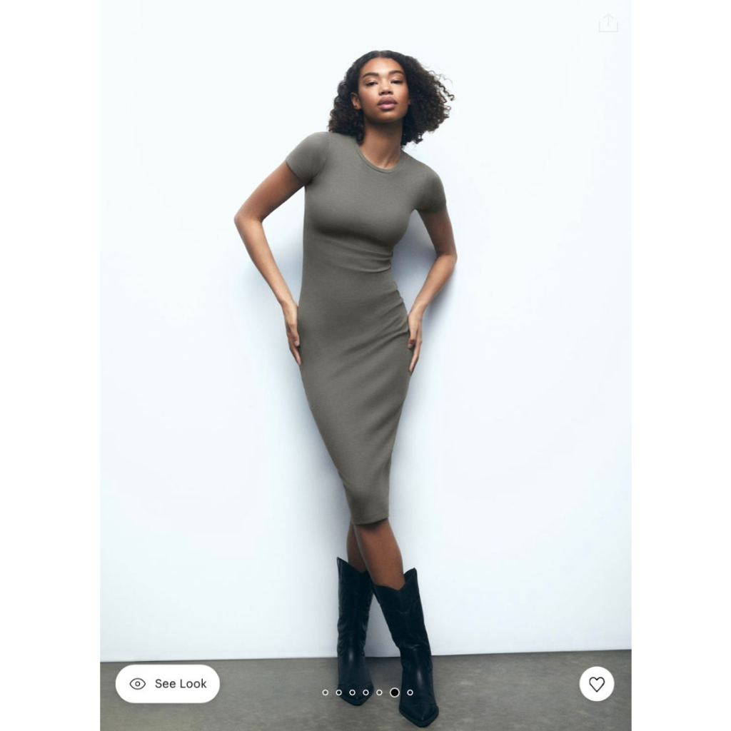 Zara Ribbed Bodycon Midi Dress