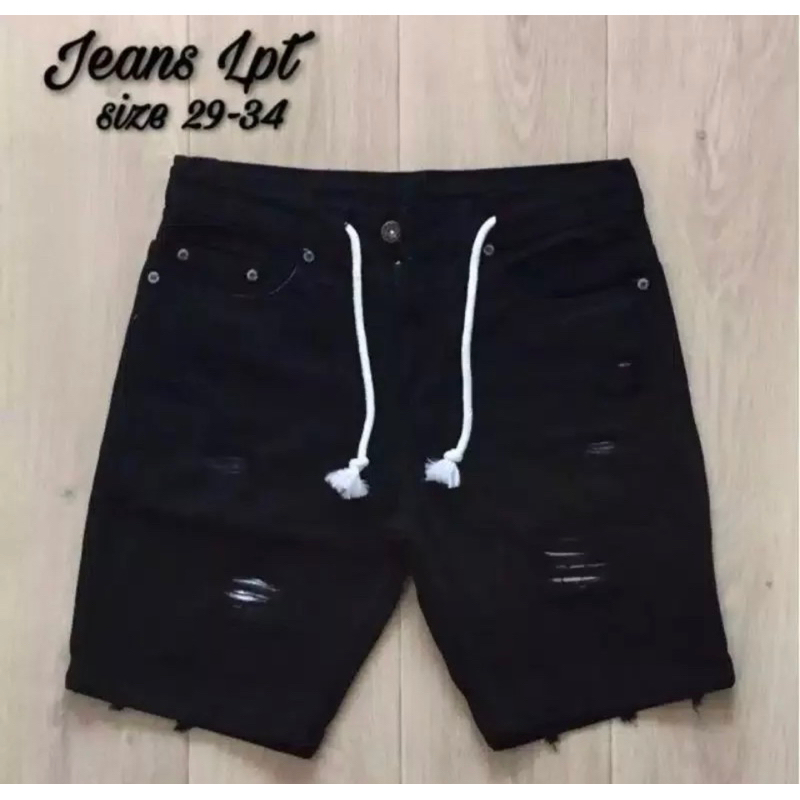 Celana jeans Pendek sobek tali pinggang