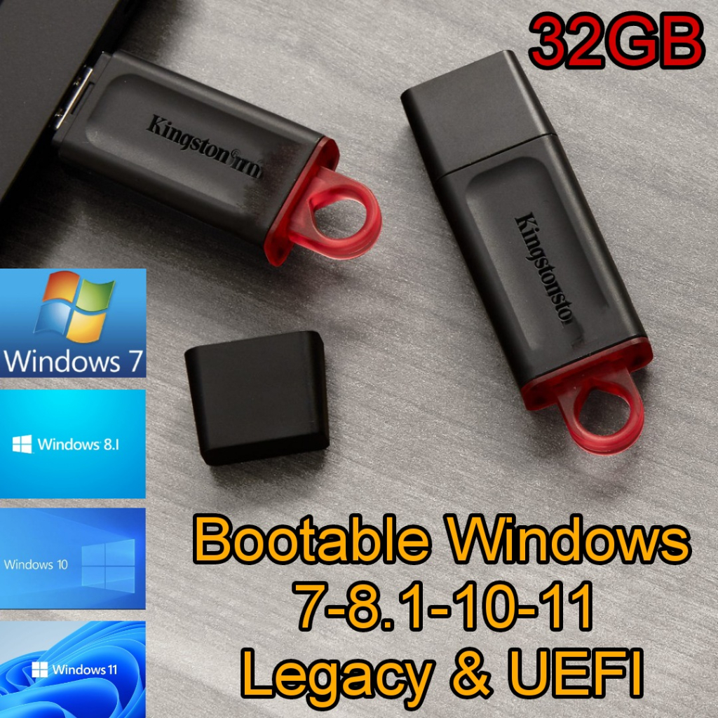 Flashdisk Kingston 32GB [ Wind 7 10 11 ] Uefi dan Legacy