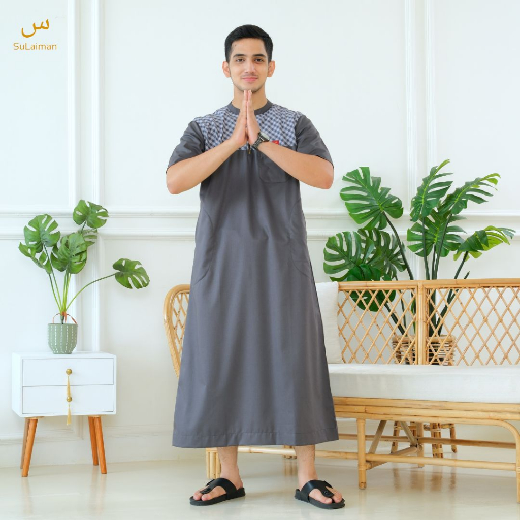 Jubah Sholat Lengan Pendek Dewasa By Sulaiman  Matt Toyobo Deluxe  Size M-L-XL