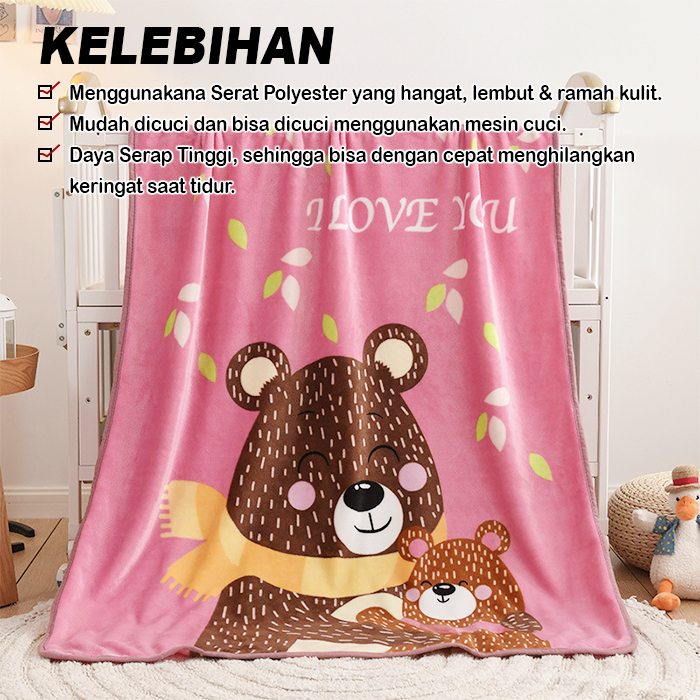 Luxuryparty FK450 Selimut Bulu Karakter Selimut Bulu Tebal Selimut Bulu Halus/Selimut Bulu Karakter Ukuran 100x140cm