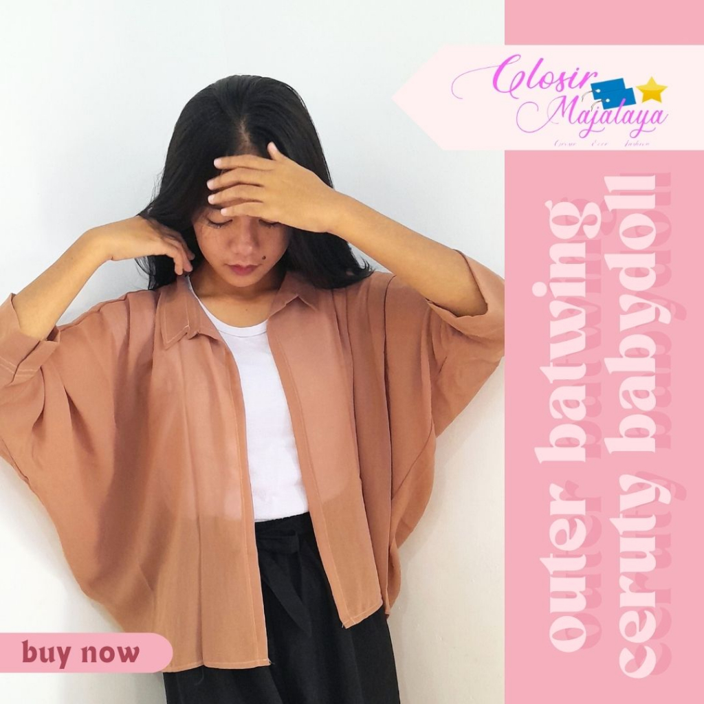 Kardigan Batwing Outer Ceruty Babydoll / Basic Cardigan Outer Batwing Ceruty