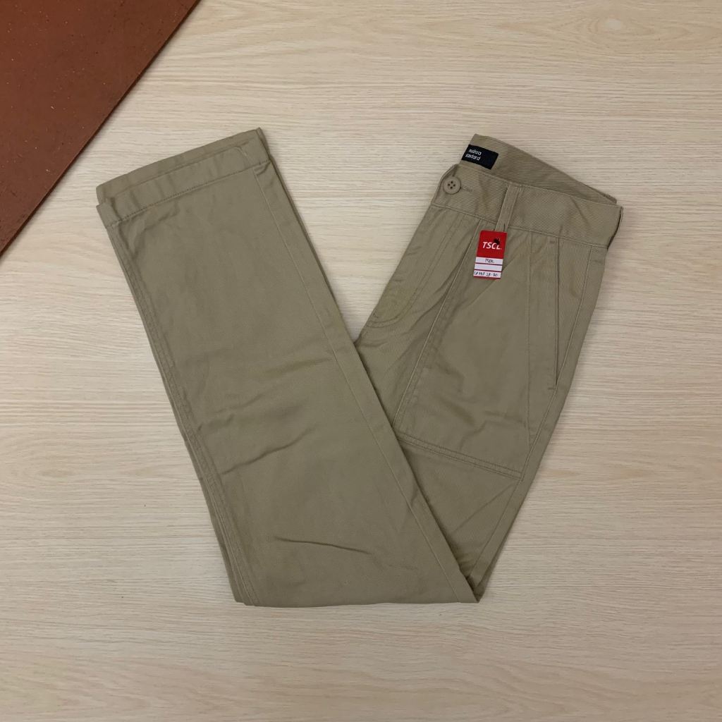 musinsa standard fatigue celana panjang warna coklat cream muda ukuran S 29 30 31 pakaian bawahan pr