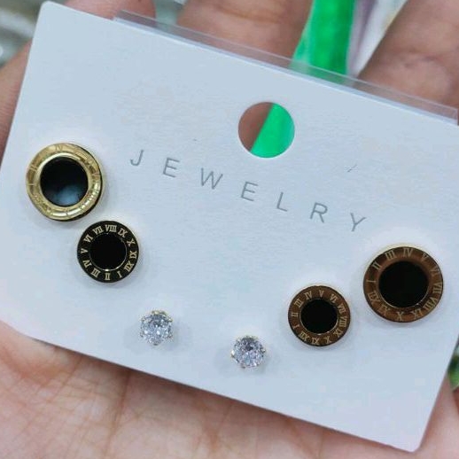 anting set tittanium perhiasan wanita anti luntur