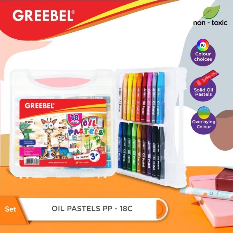 

Greebel Crayon PP 18c / Krayon Anak Kids Oil Pastel isi 18 Warna