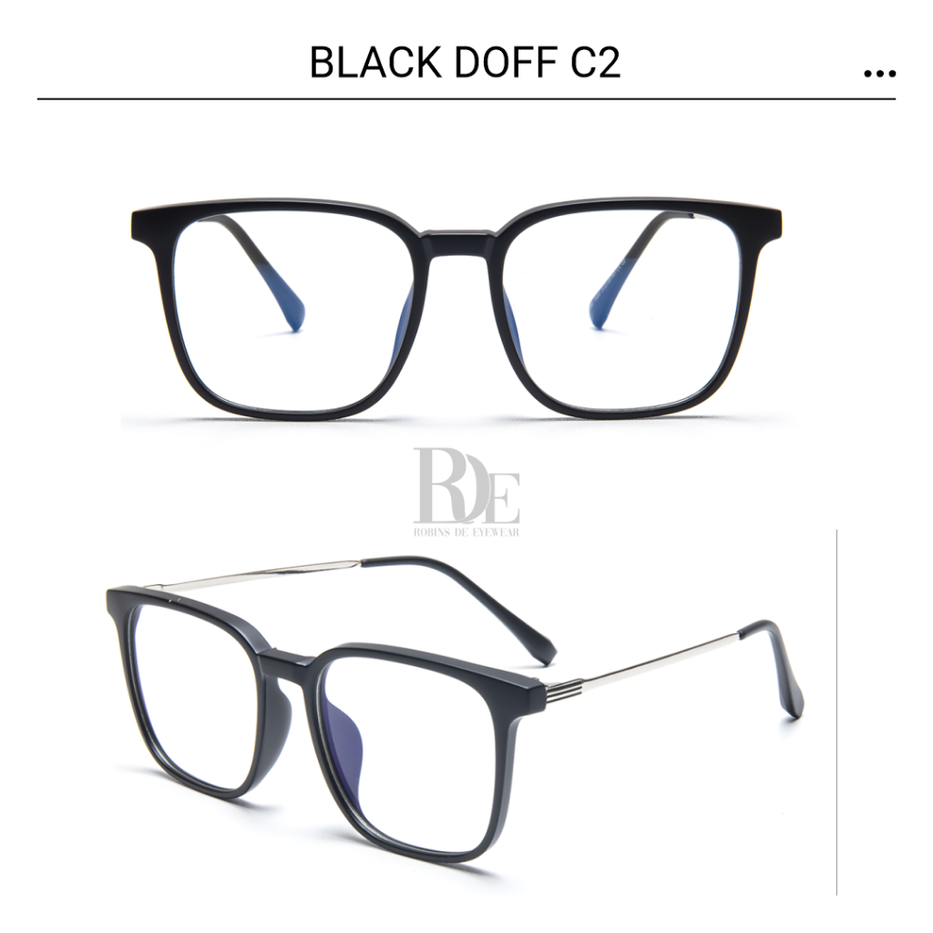 Robins kacamata Wayfarer Anti Radiasi Blueray Frame Kacamata Komputer Minus Photocromic Bluecromic Fashion Untuk Pria Wanita 1020-Black Doff