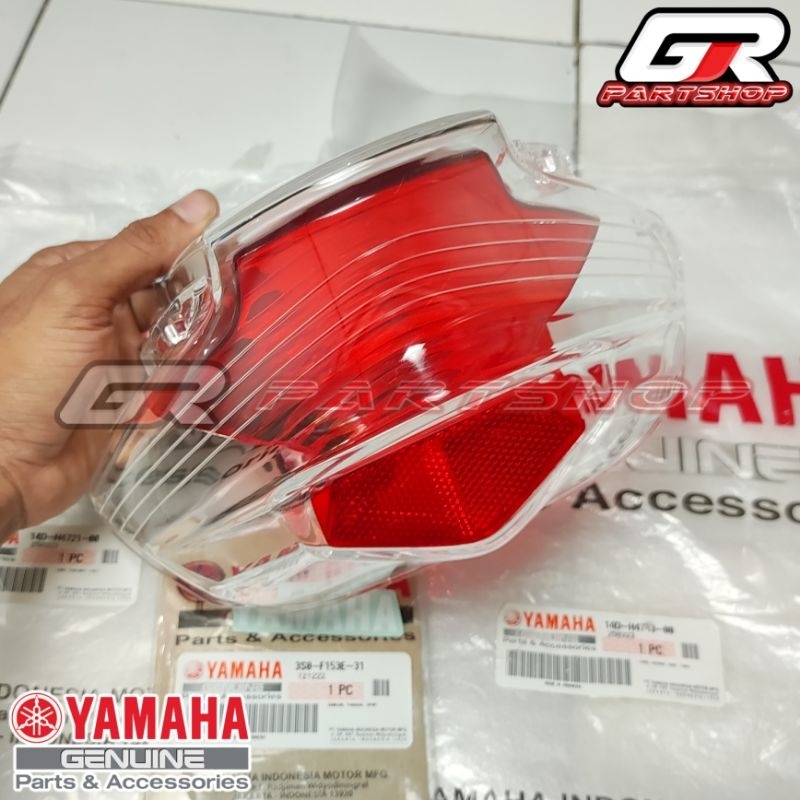 mika stoplamp mio soul 14D set 3 bagian mika bening + merah + stiker yamaha ori ygp original yamaha