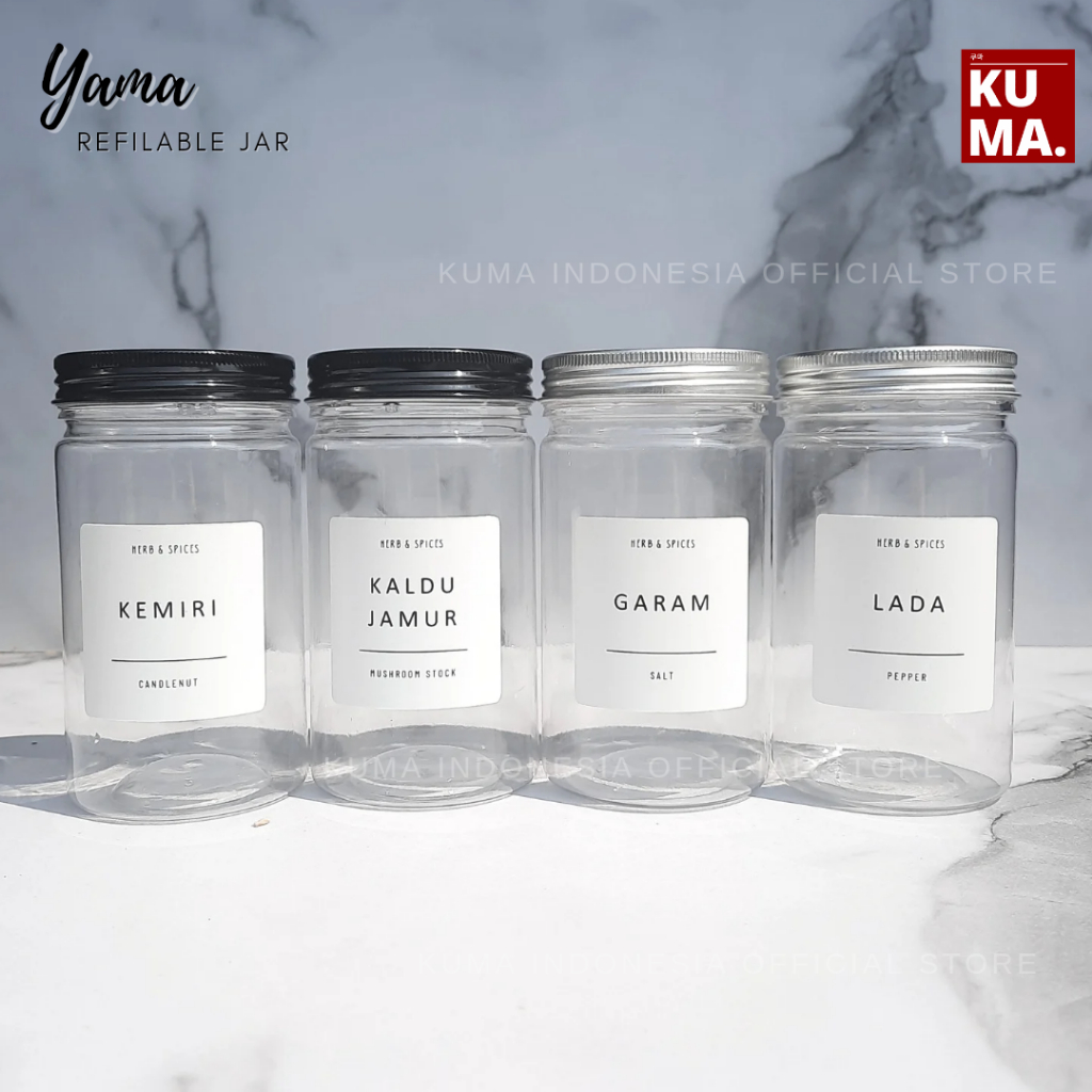 KUMA Yama Toples Bumbu Refill 300ml Plastik Tutup Aluminium Toples Garam Kaldu Aestetik