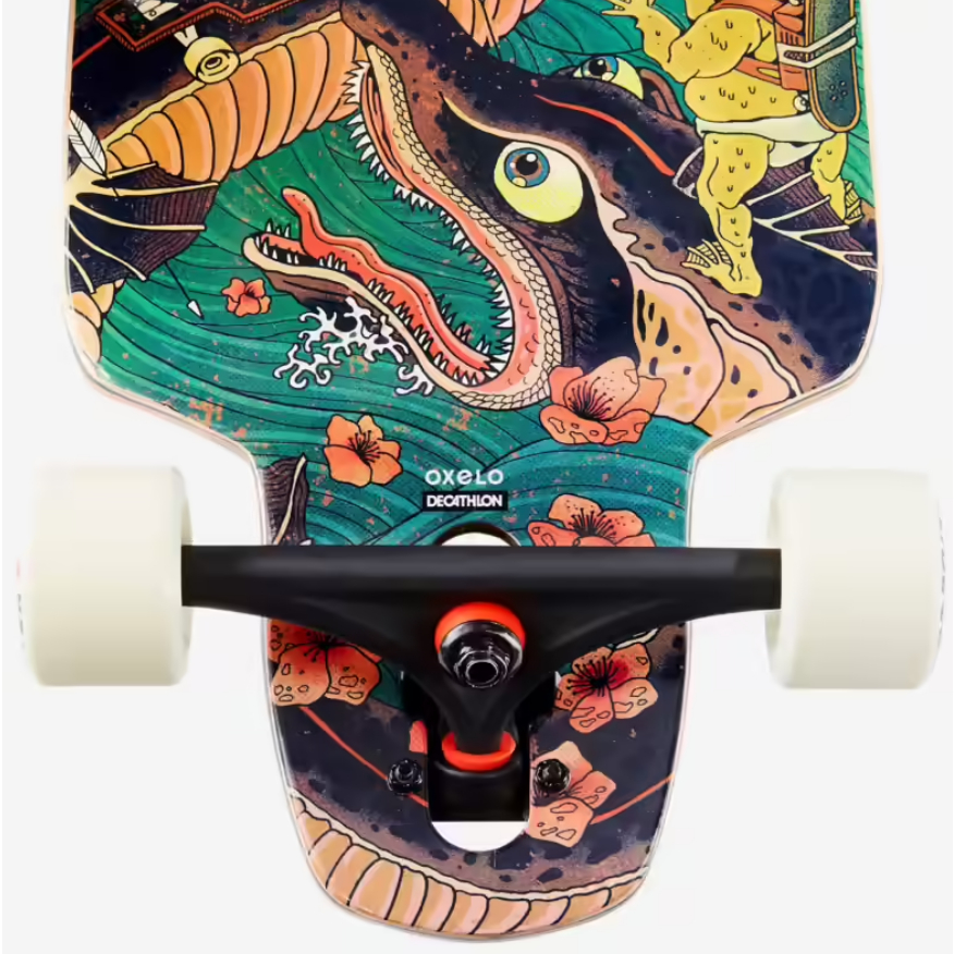 OXELO FREE 520 Longboard Dengan Roda 70mm Dan kekerasan 76A