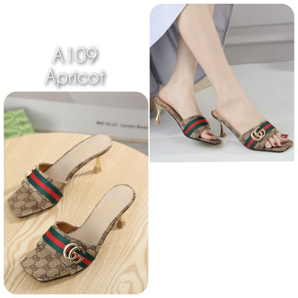 NEW ARRIVAL SANDAL WANITA HEEL KANVAS GC1 KODE: A109