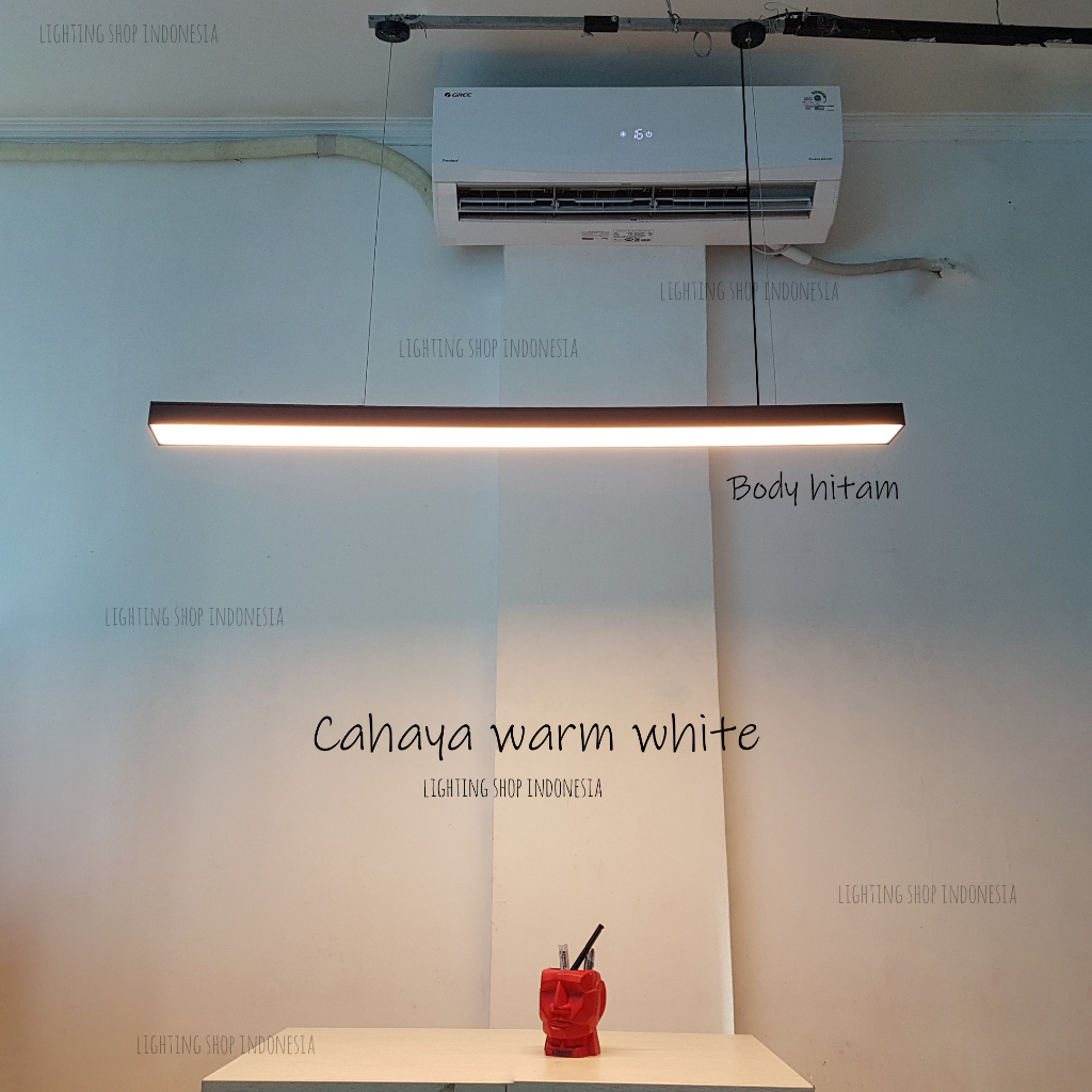 Lampu hias gantung plafon panjang led decor rumah kantor hitam putih