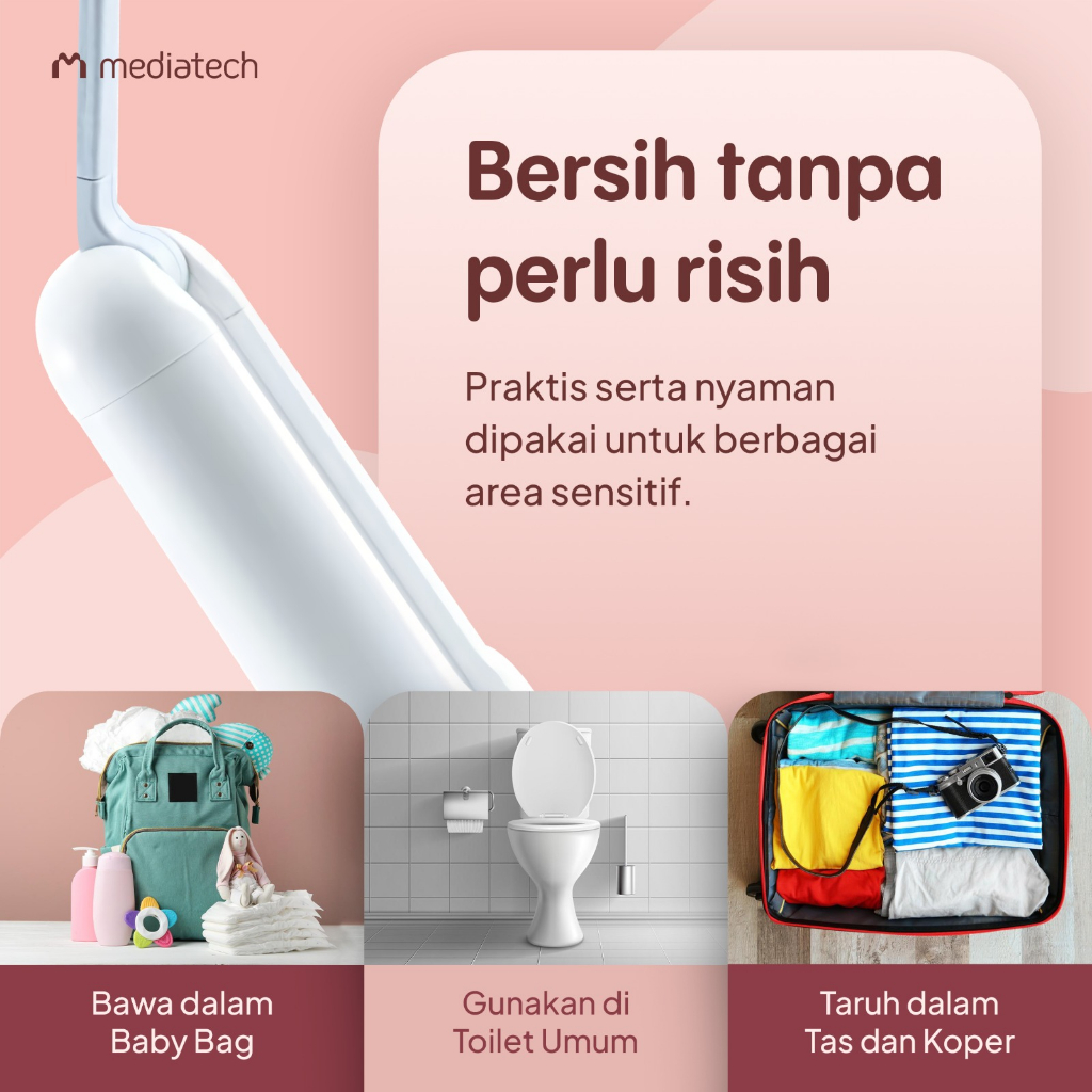 Mediatech Travel Bidet Electric | Alat Cebok Jet Washer Portable