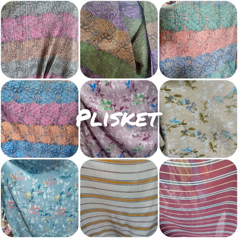 plisket motif bunga - import - kain plisket premium - plisket [ per0,5m]