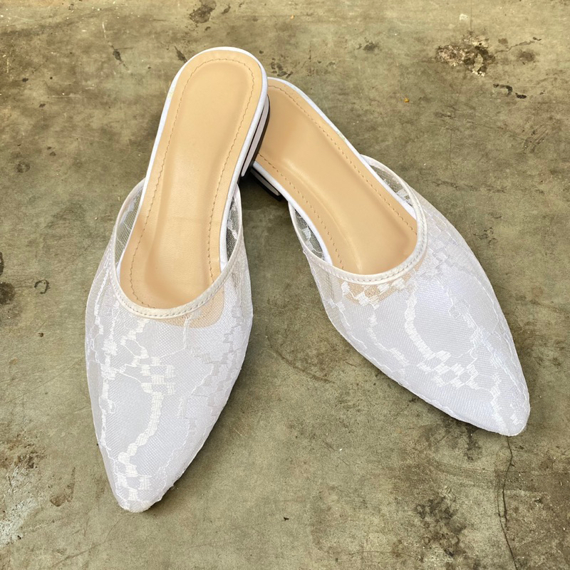 Sandal Wanita Flat / Slop Pengantin Brokat / Selop Pengantin Wanita/sandal pesta 1,5 cm