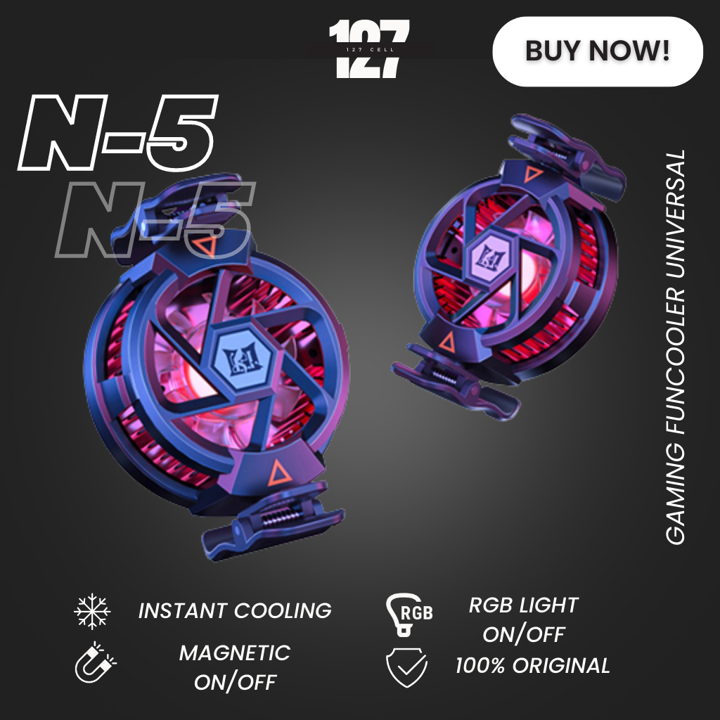 N5 Fan Cooler HP Funcooler Kipas Pendingin HP Fan Cooler Radiator Cooling Fan Gaming 2 Mode Clip Magnetic