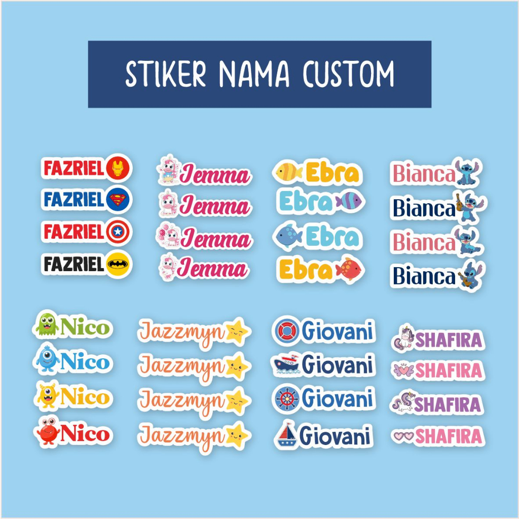 

LABEL NAMA WATERPROOF STIKER NAMA ANAK CUSTOM STICKER NAMA CUSTOM