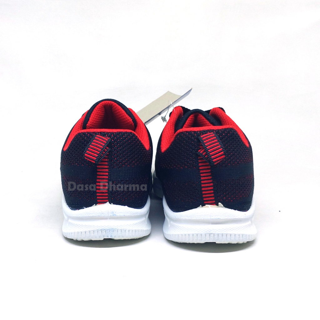 Sepatu Runner Anak Sekolah SD Pendek Tali Sneakers Hitam Merah Size 33 - 36