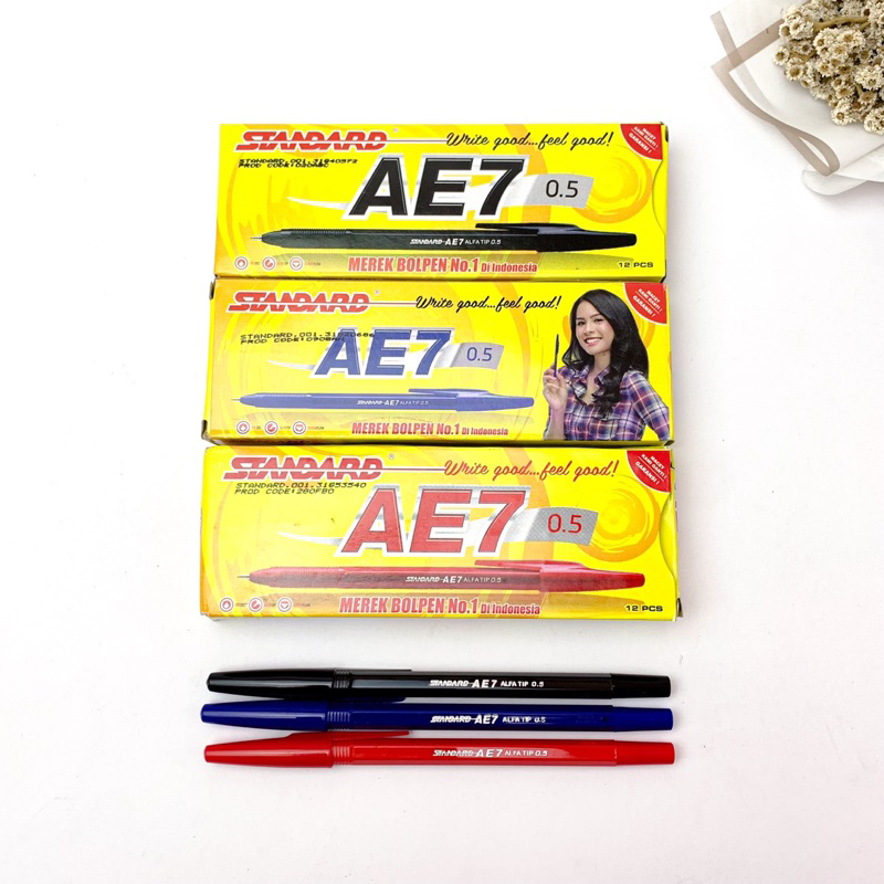 

1 PAK PULPEN / BOLPEN / BALL POINT STANDARD AE7 0.5mm (12PCS)