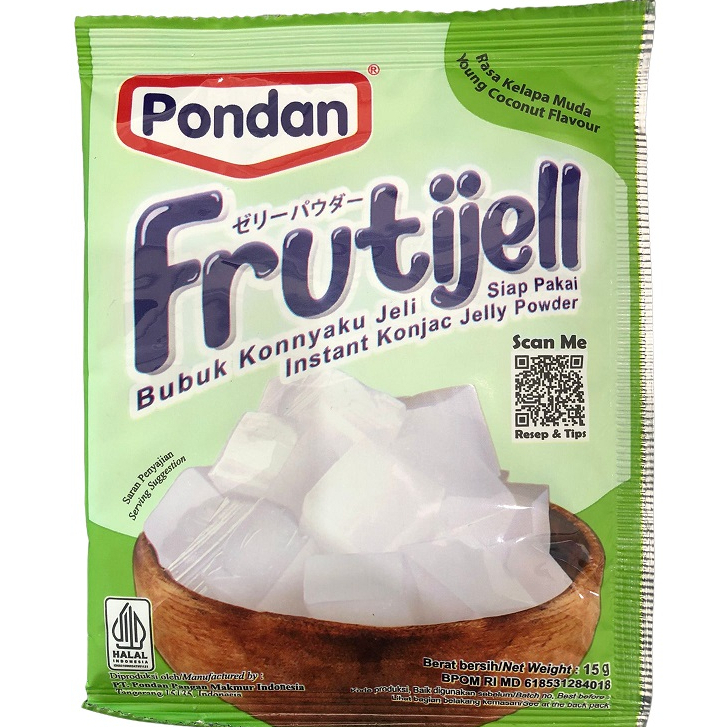 

Frutijell Rasa Kelapa Muda 15gr Pondan Bubuk Konnyaku Jelly