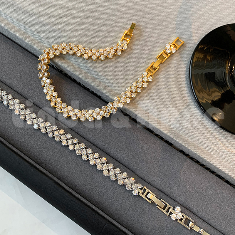 Gelang Rantai Kekinian Untuk Wanita Aksen Berlian Imitasi Gaya Mewah Fashion Import