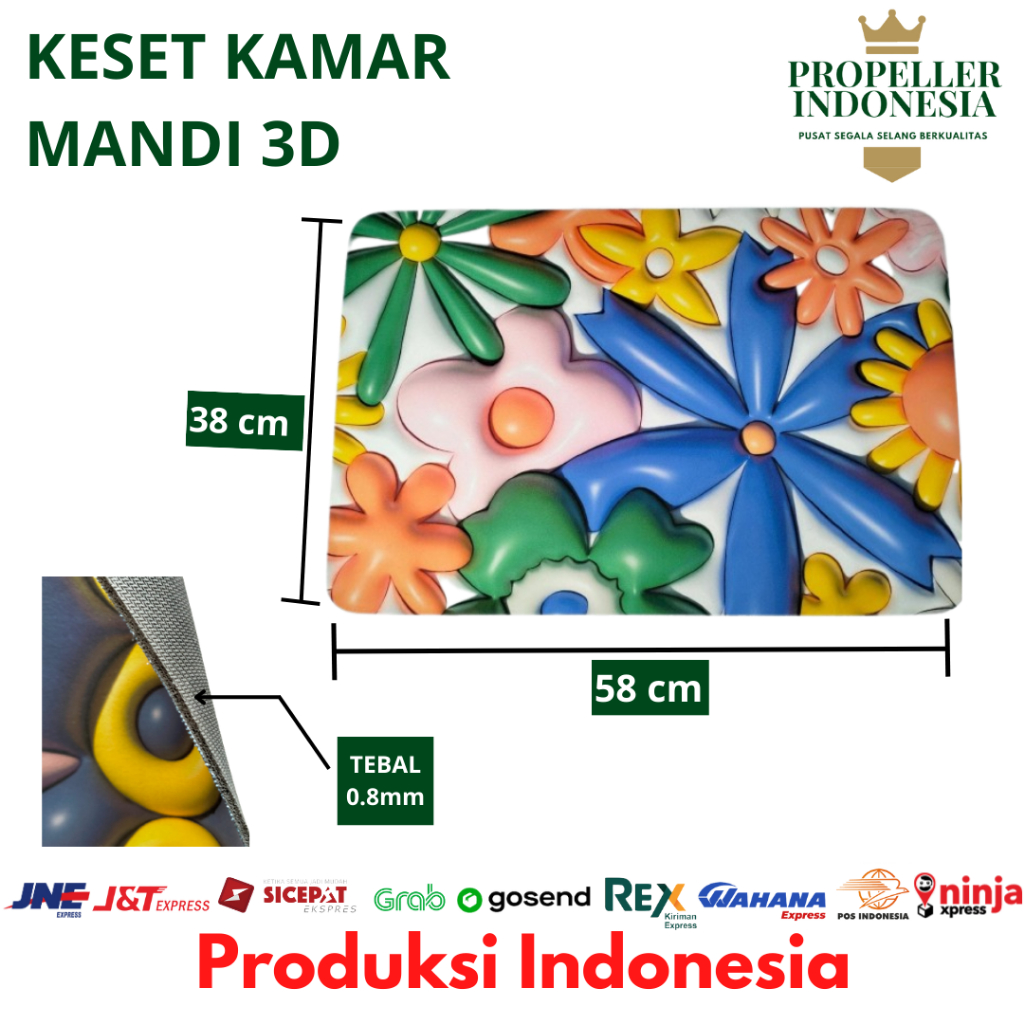 Keset Kamar Mandi Keset Kaki Karpet Kamar Mandi 3D Anti Slip Karet