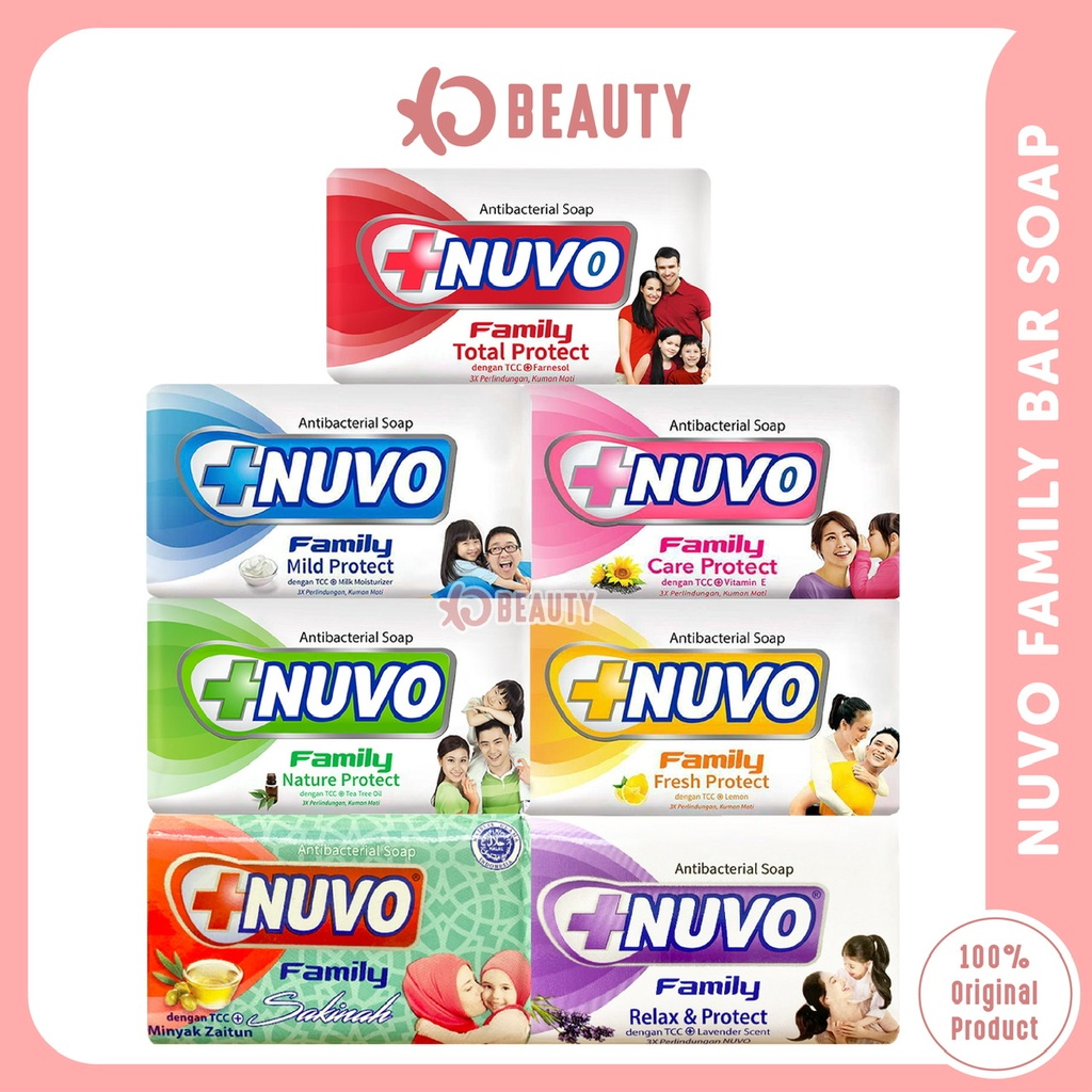 NUVO FAMILY BAR SOAP 76gr SABUN MANDI BATANG BATANGAN CARE FRESH NATURE TOTAL MILD PROTECT PINK KUNI