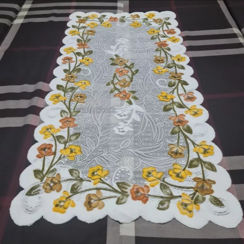 Taplak meja ruang tamu,taplak meja kaca,taplak meja rajut cantik