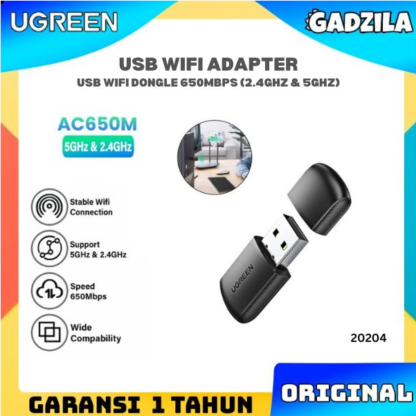 UGREEN Wireless USB Adapter Penerima WiFi Receiver 2.4G 5G PC Komputer Laptop 20204