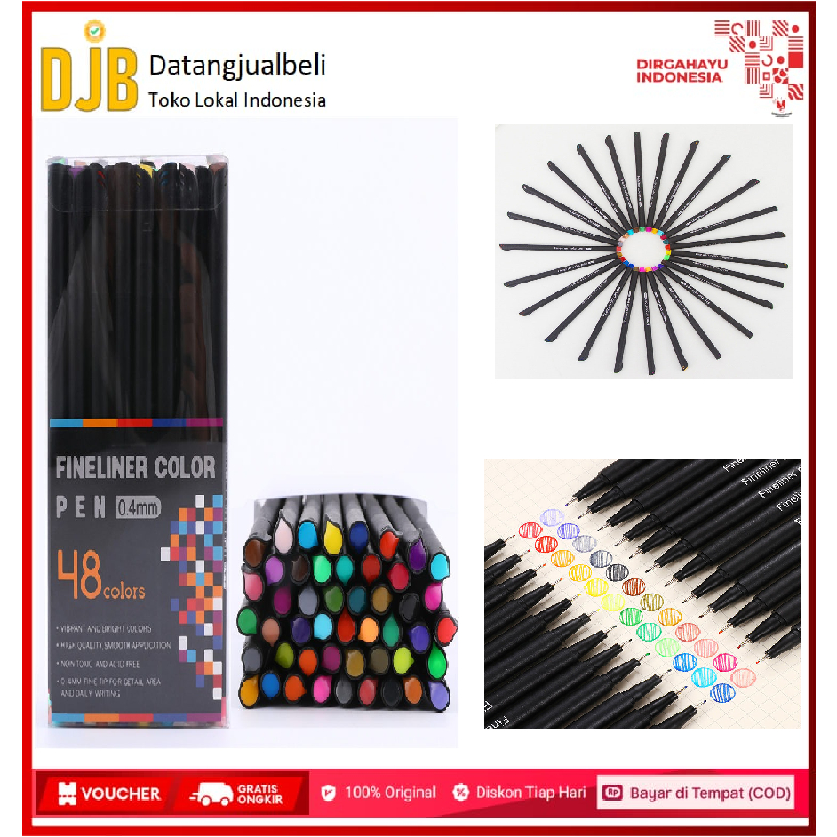 

Pena Warna Drawing Pen Fine Point Art Watercolor 0.4mm 48 Color - TV4