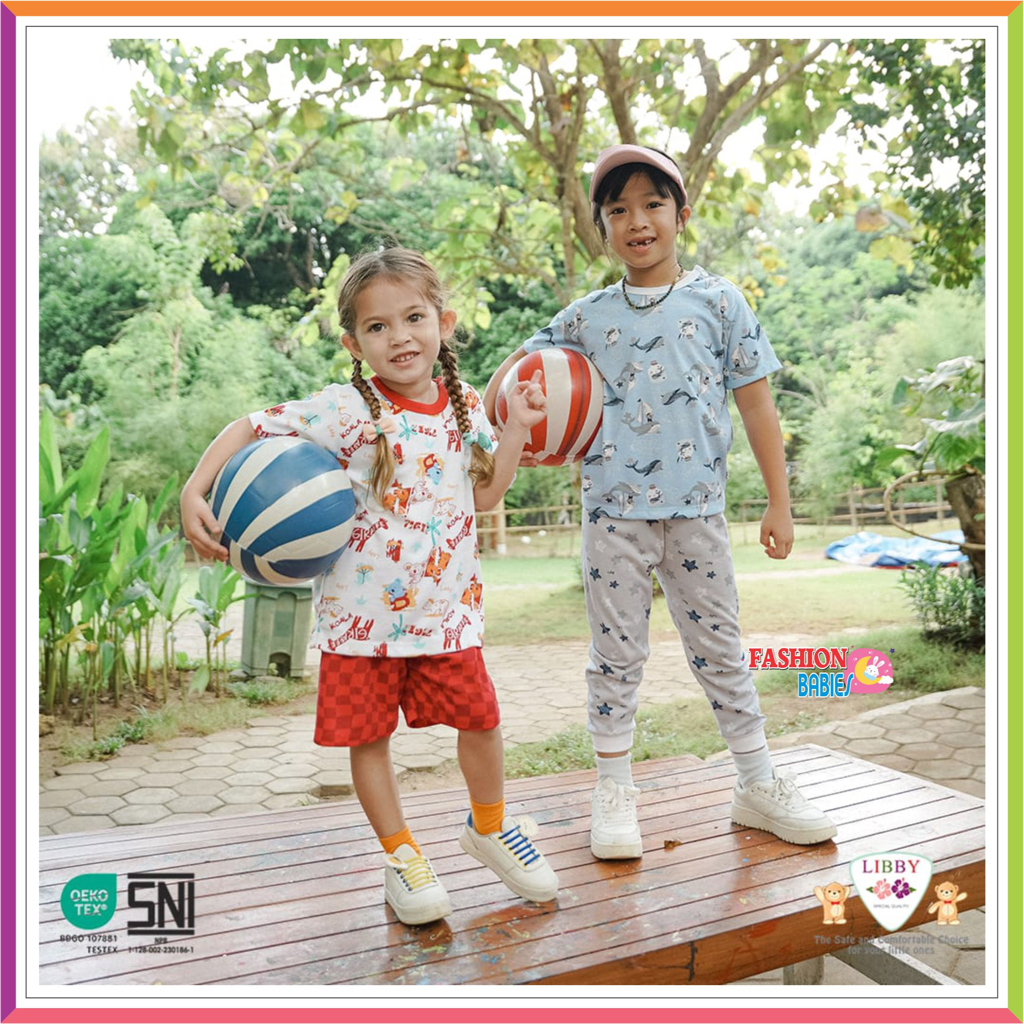 LIBBY PRINT MOTIF TERBARU SUMMER GAMES | SETELAN PENDEK | SETELAN PANJANG LIBBY BABY S M L ❤ Fashionbabies ❤