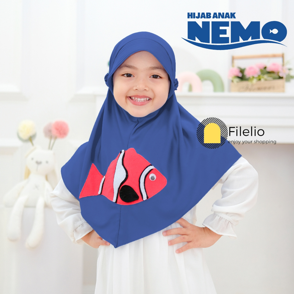 Hijab Anak TK Karakter NEMO Usia 4-7 Tahun Jilbab anak Karakter Lucu Terbaru Kerudung Anak Fish Nemo Pakaian Anak Perempuan