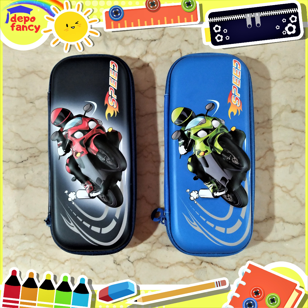 

Kotak Pensil Resleting Hardcase Timbul 38138-C Motor / Tempat Pensil / Pencil Case / Boks Pensil / Box Pen / Tepak Pensil