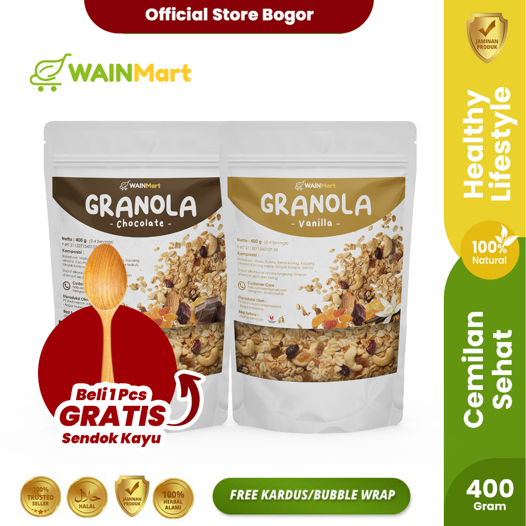Wainmart Granola Snack Diet Sereal Sarapan Makanan Sehat High Quality Berbagai Varian Rasa Vanilla Coklat