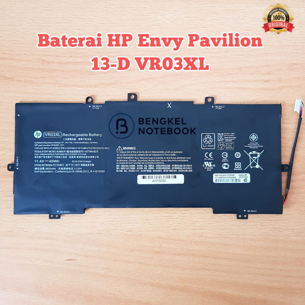 Baterai HP Envy Pavilion 13-D VR03XL Original HSTNN-1B7E HSTNN-IB7E TPN-C120