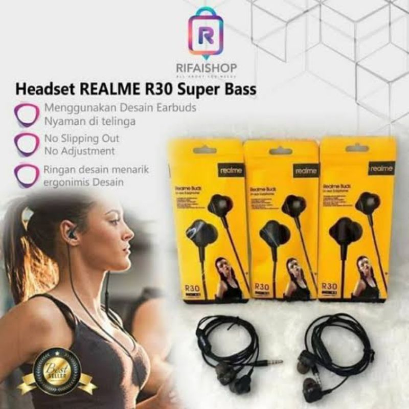 HF HANDSFREE REALME✓ BUDS R-30 SUPER BASS✓ ORIGINAL