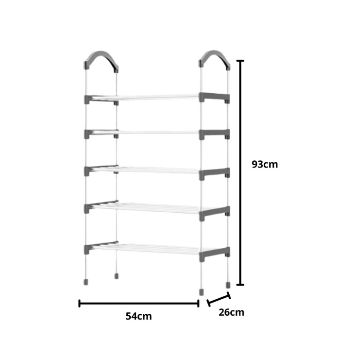 Rak Sepatu Tingkat 5 Layer Portable Plastik/Besi Multifungsi Tempat Sepatu Sandal Simple Murah