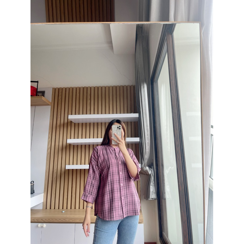 KEMEJA KOTAK CRINGKLE IMPORT