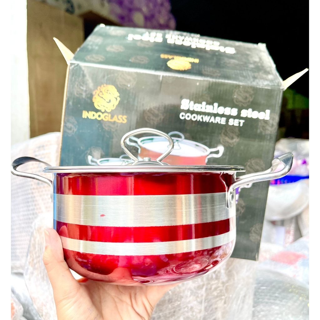 Panci Set Pelangi Stainless Steel Tebal - Panci Cookware Set Hiqh Quality Ukuran 20/22/24/26CM - Panci Cookware Set Dengan Tutup Stainless