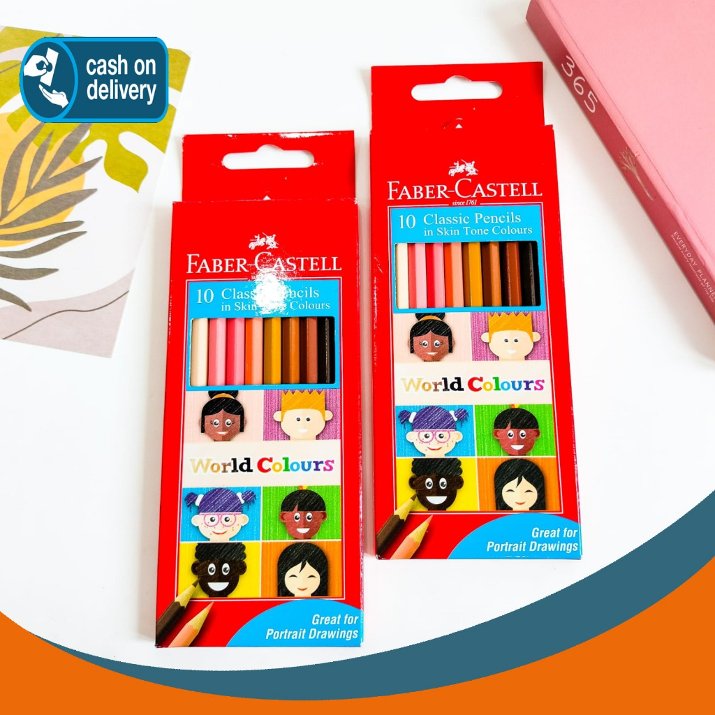 

PENSIL WARNA 1 PACK ISI 10 WORLD COLOUR FABER CASTELL IN SKIN TONE COLOURS (WARNA KULIT) COD TERMURAH ALAT TULIS KANTOR MEWARNAI