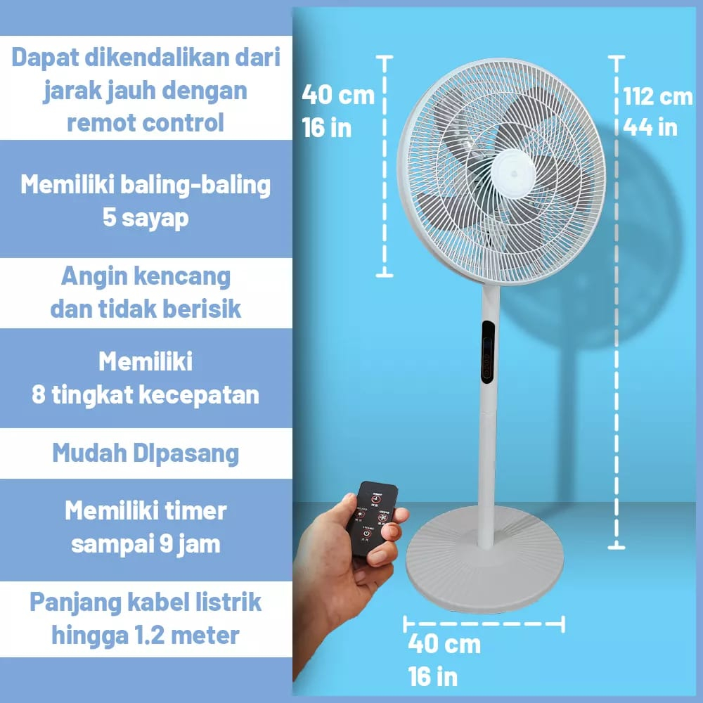 Kipas Angin Berdiri / Stand Fan / Kipas Listrik Senyap Portabel Stand Fan