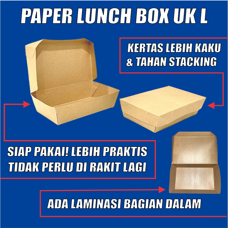 Paper Lunch Box Coklat Per Dus Kraft Food Tray Uk L Kertas Take Away