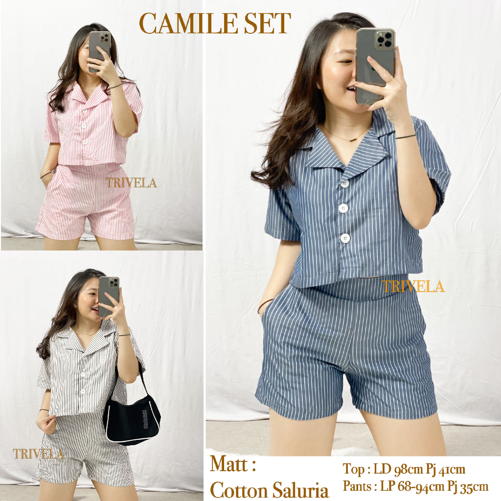 TRIVELA - CAMILE SET SALUR / SETELAN CELANA PENDEK WANITA / CAMILE SJJ