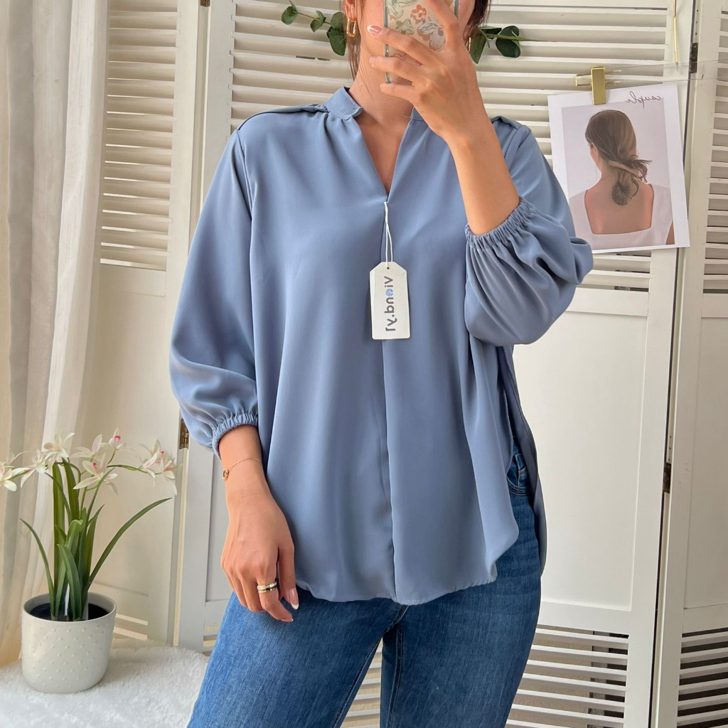 Kemeja Wanita Polos / Atasan Cewek Blouse Korea Oversize 123