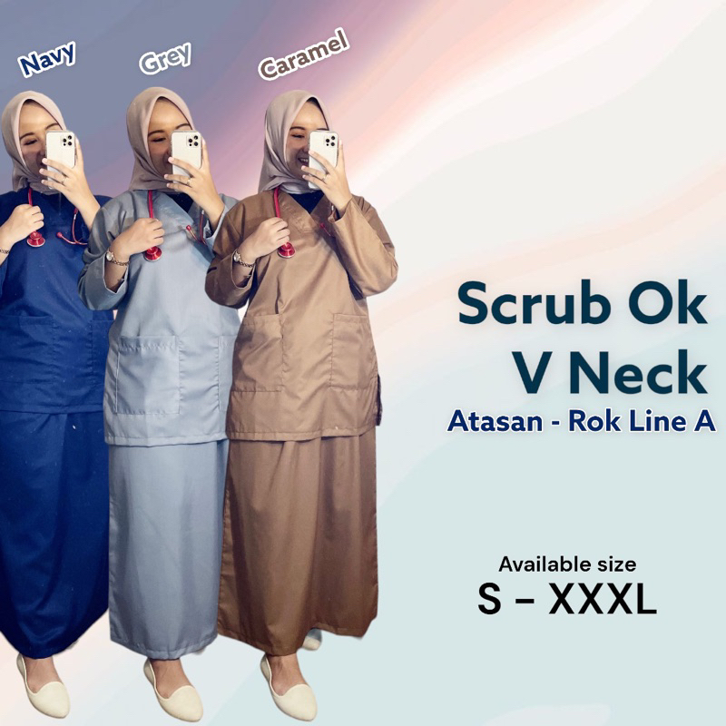 PART I  - Baju Ok Toyobo Rok Lengan Panjang Size S,M,L,XXL,2XL,3XL / Scrub Dokter /Baju perawat/ Baju Bidan / Baju jaga perawat/ Baju jaga dokter
